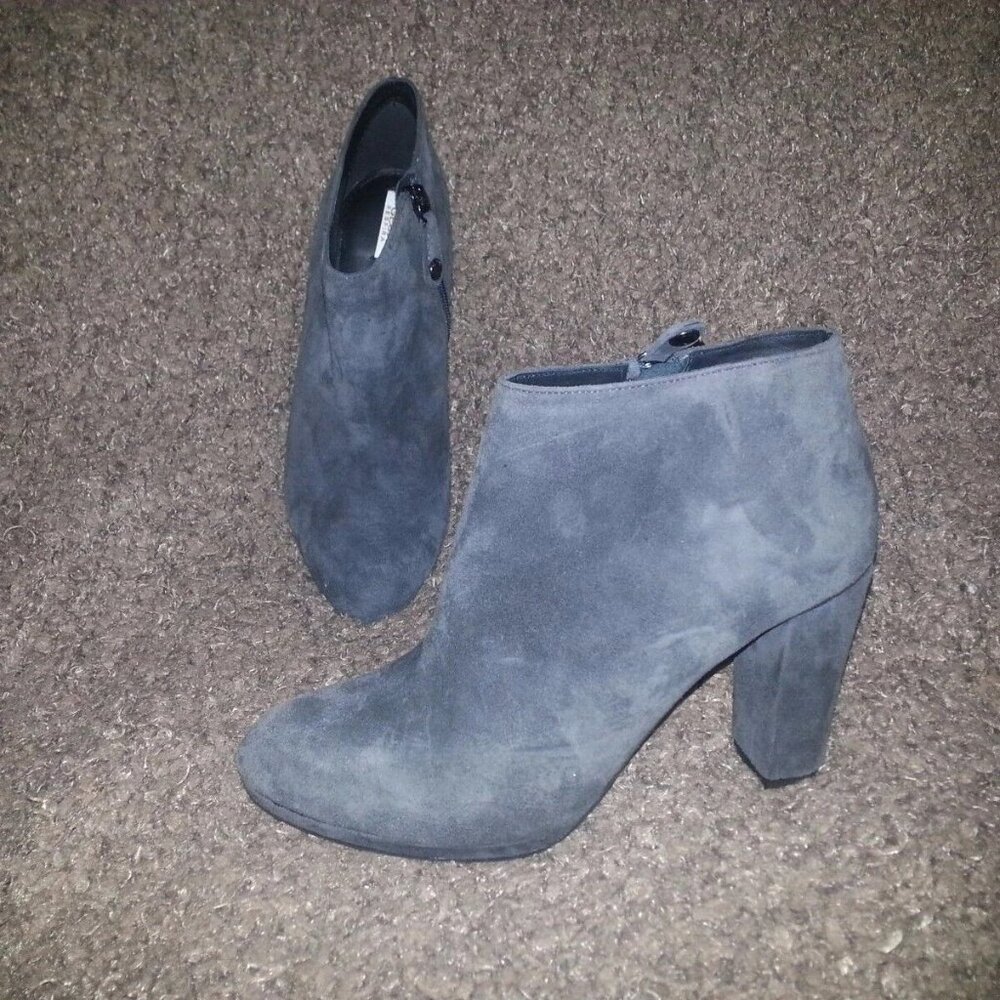 GEOX-RESPIRA-Kali Booties-Dark Grey Goat Suede-SZ 7-37.5-NEAR MINT